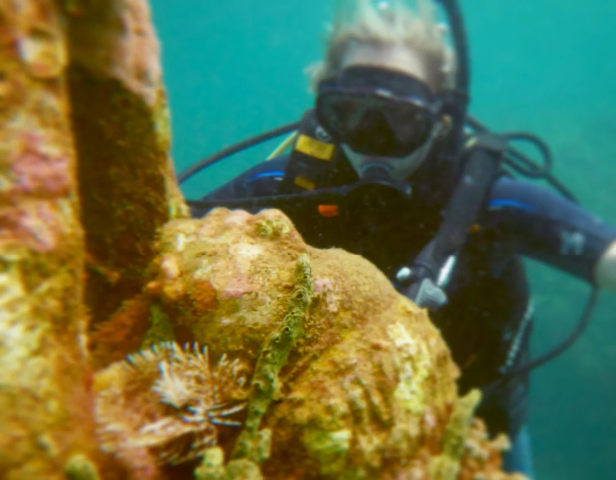 Liz Fox at Underwater Sculpture park in Grenada Scuba Diving, picture by Editor in Chief Tyler Fox
