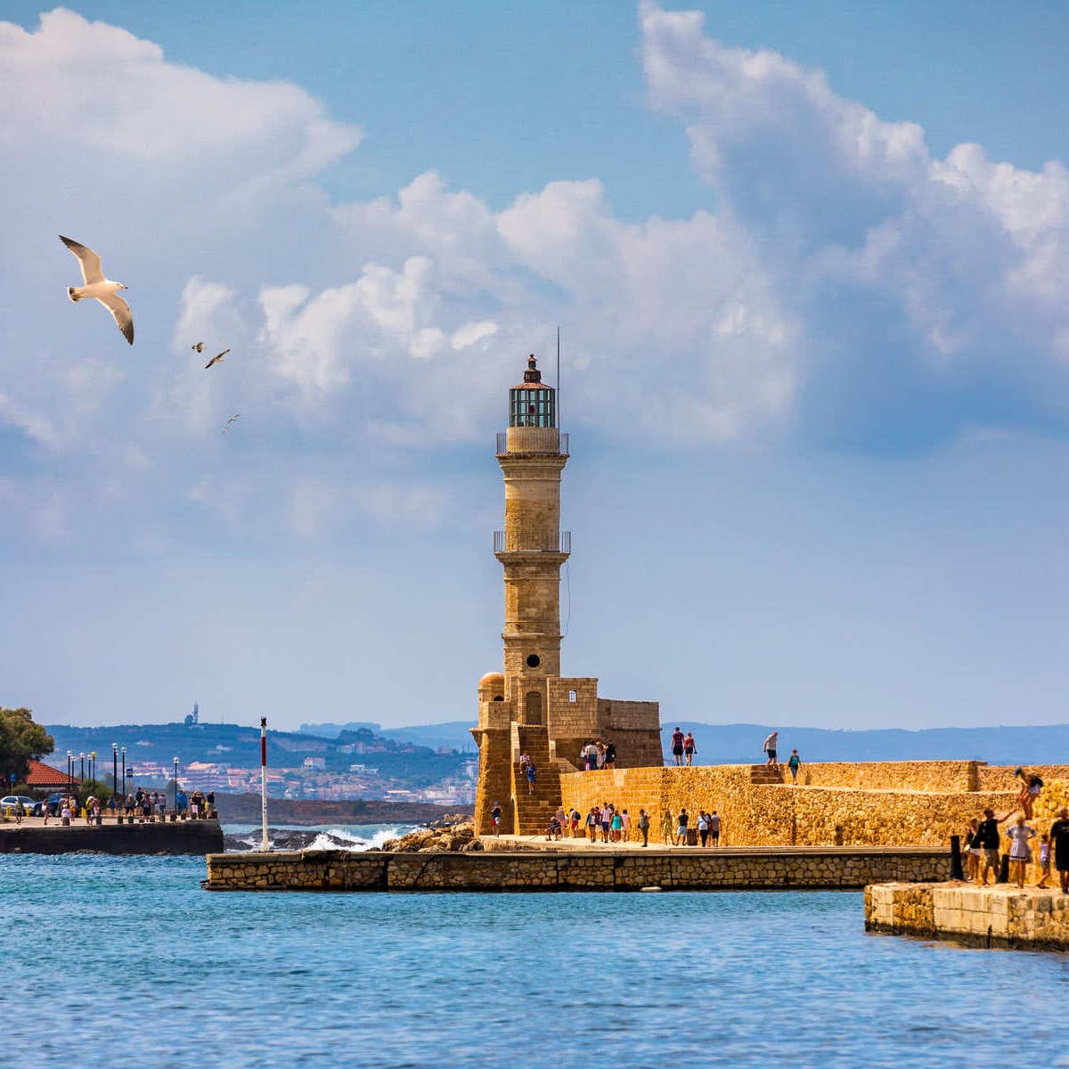 Historic Lighthouse In Chania, Crete, Greece