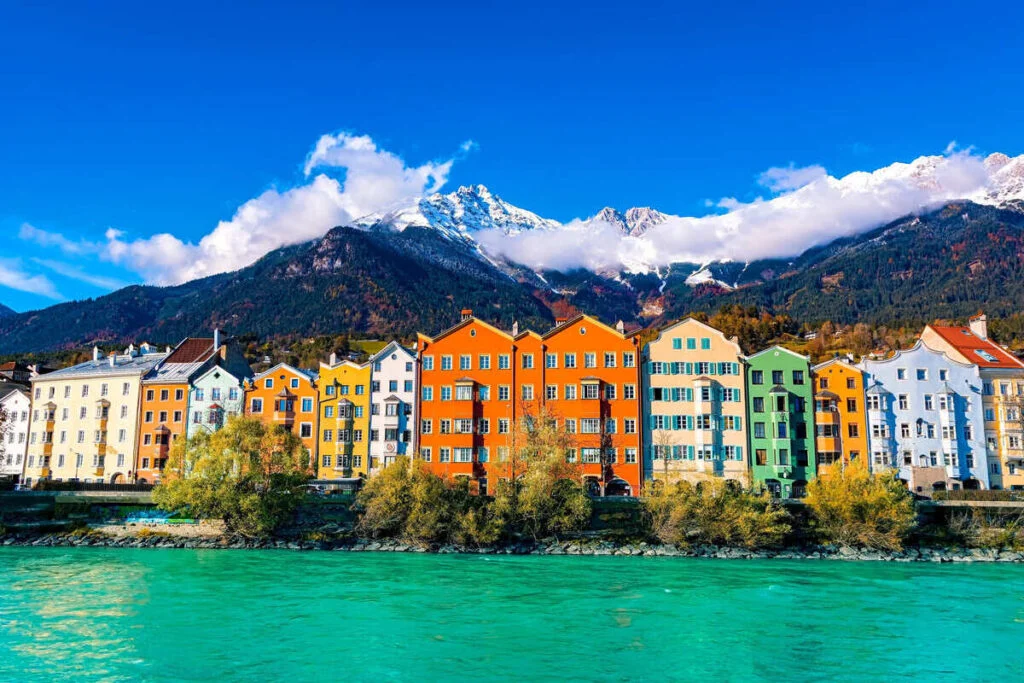 Panoramic View Of The Colorful Houses In Innsbruck, Austria