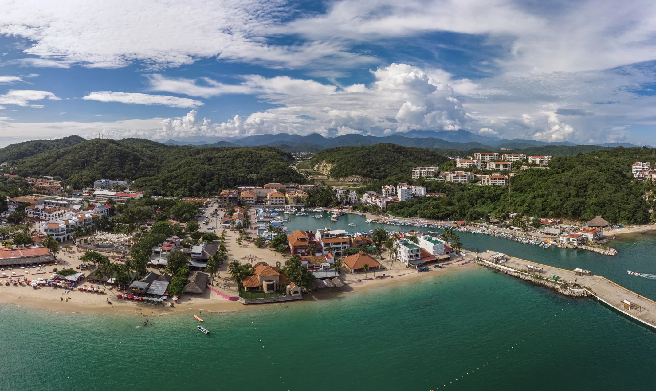 Aerial View of Santa Cruz Bay in Huatulco