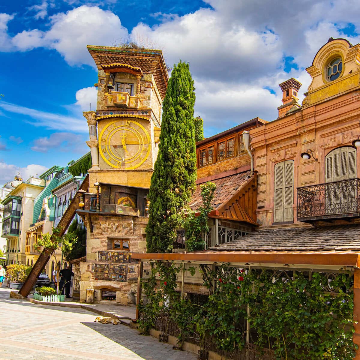 Crooked Clock Tower In Tbilisi, Georgia