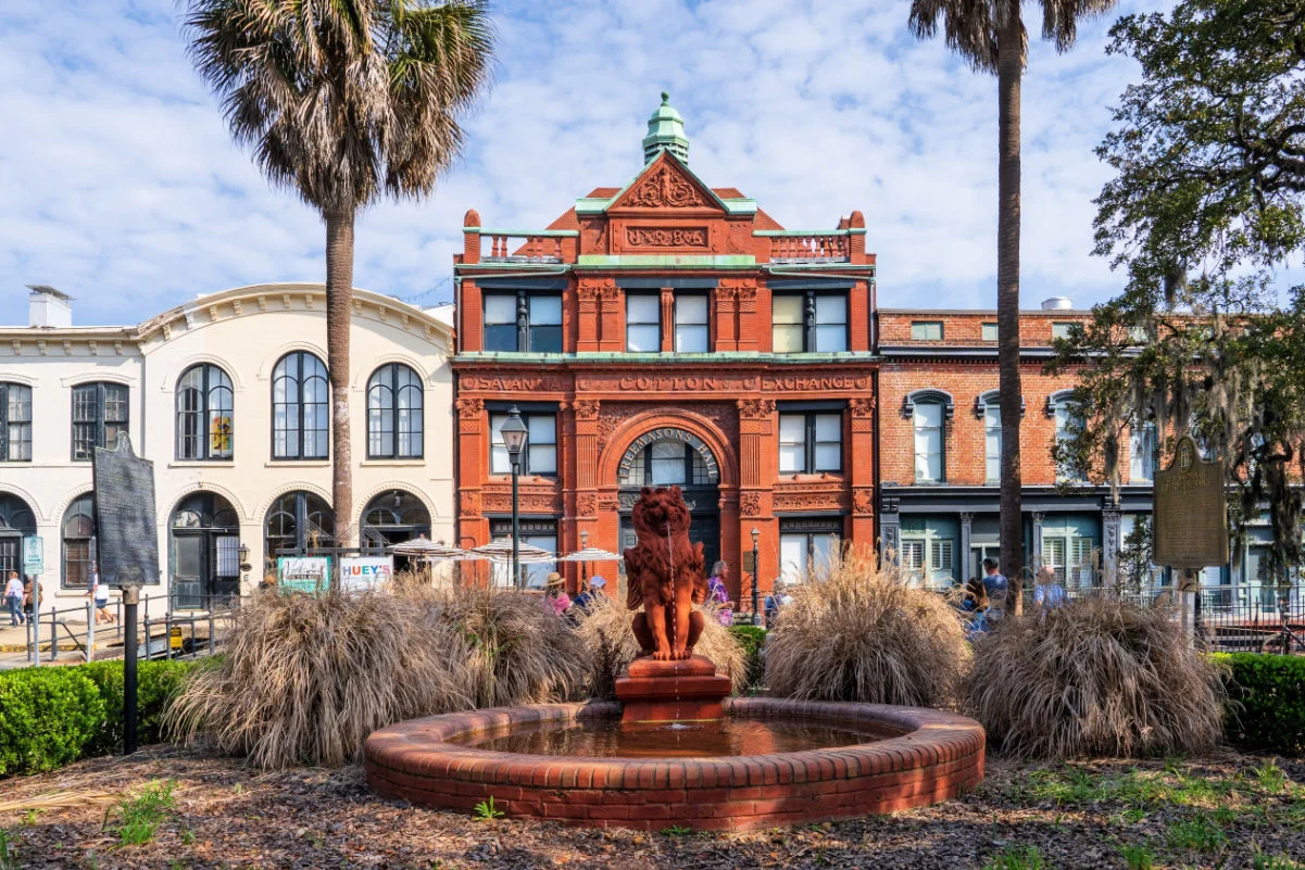 The Savannah Cotton Exchange building, established in 1876 in Savannah, Georgia, United States