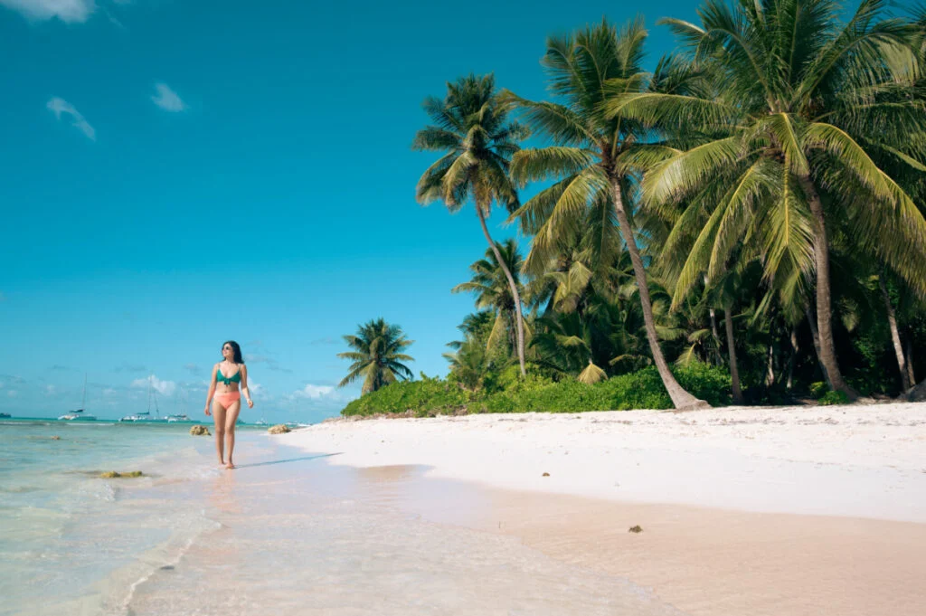 Woman on Caribbean beach