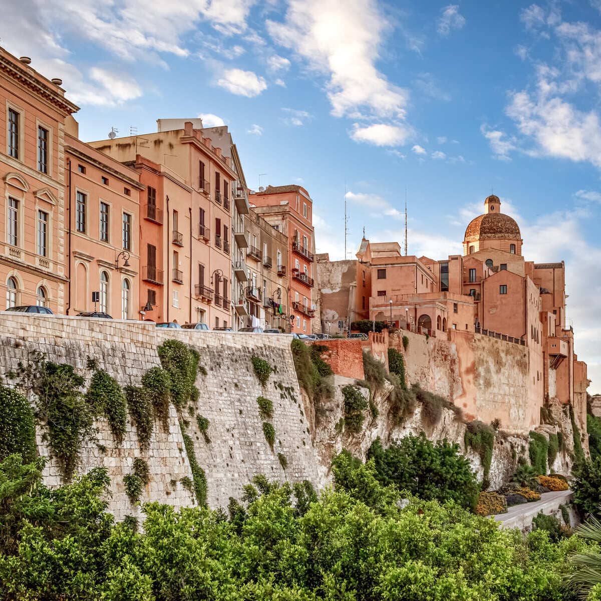 Historic Buildings In The Hilltop Castello District In Cagliari, Sardinia, Italy