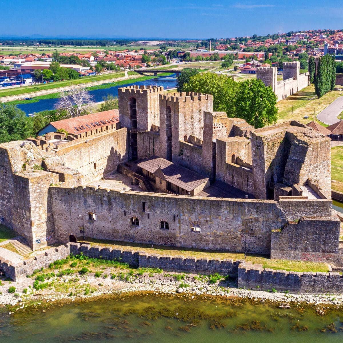 Aerial Panoramic View Of Smederevo Fortress In Serbia