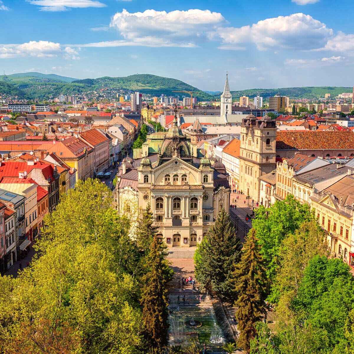 The State Theater And Old Town Of Kosice Seen From A Drone's Perspective, Eastern Slovakia