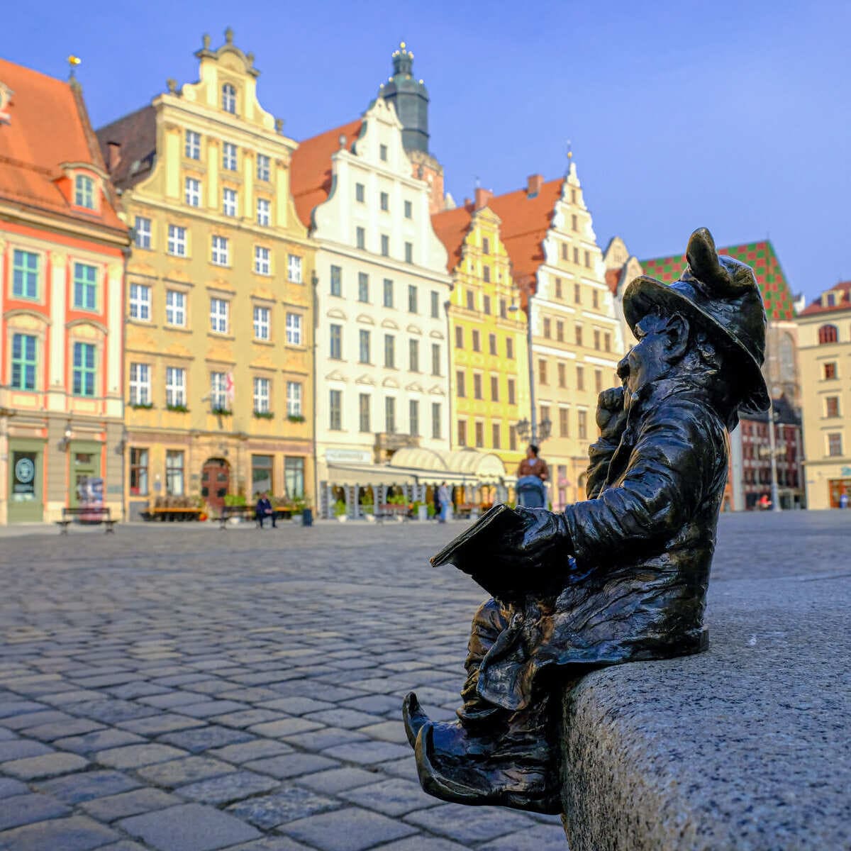 Medieval Town Center With One Of The Historic Wroclaw Gnomes Pictured, Wroclaw, Poland