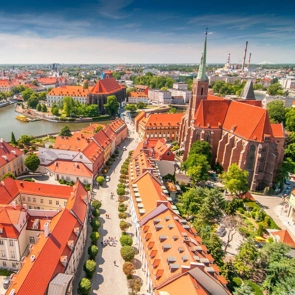 Aerial View Of Cathedral Island In Wroclaw, Poland