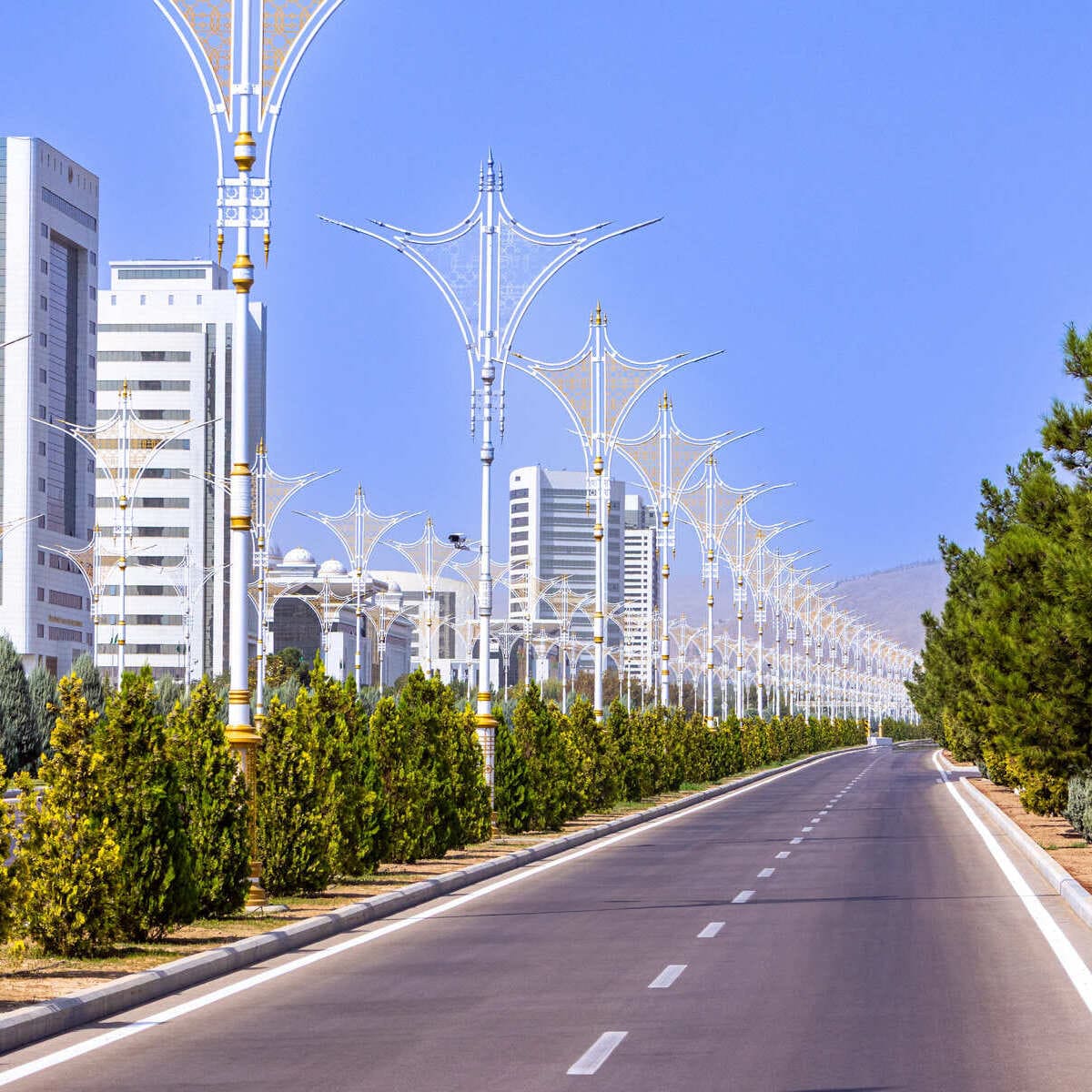 Modern Boulevard In Ashgabat, Turkmenistan, Central Asia