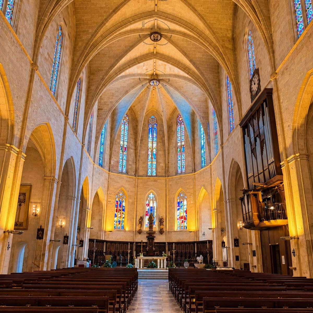 Interior Of The Medieval Cathedral of Ciutadella de Menorca, Spain