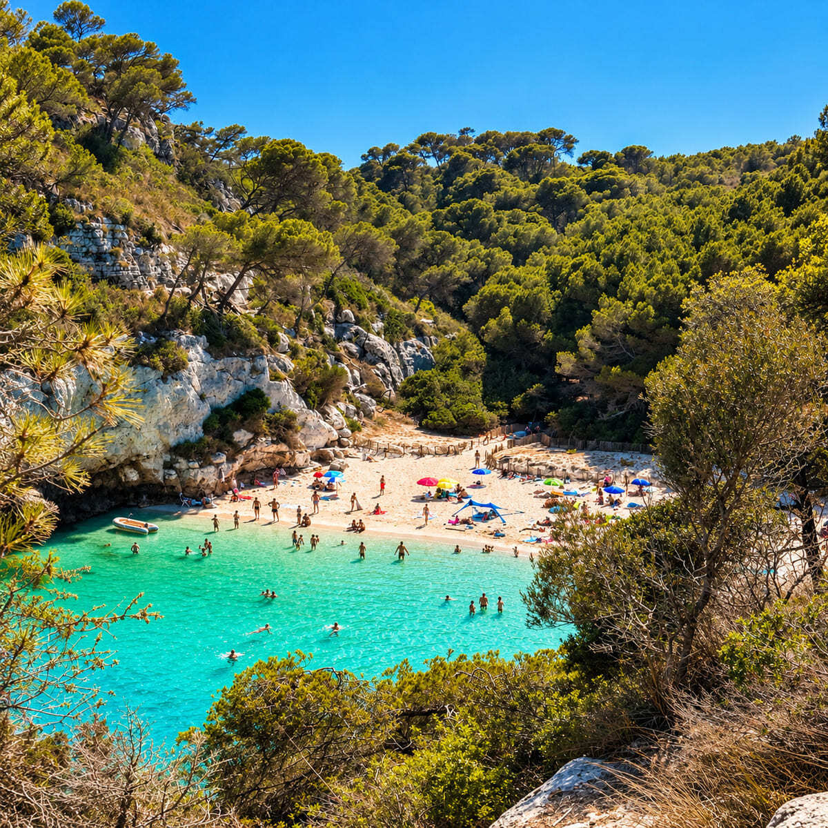 View Of Cala Macarelleta In Menorca, Spain