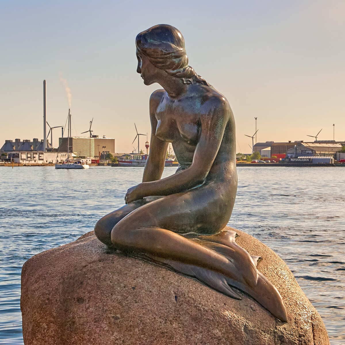 The Little Mermaid Sculpture In Copenhagen, Denmark