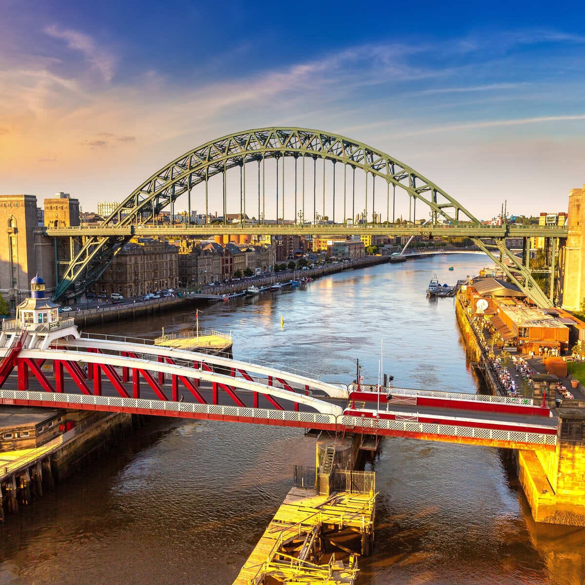 Bridges Spanning The River In Newcastle upon Tyne, Northern England, United Kingdom