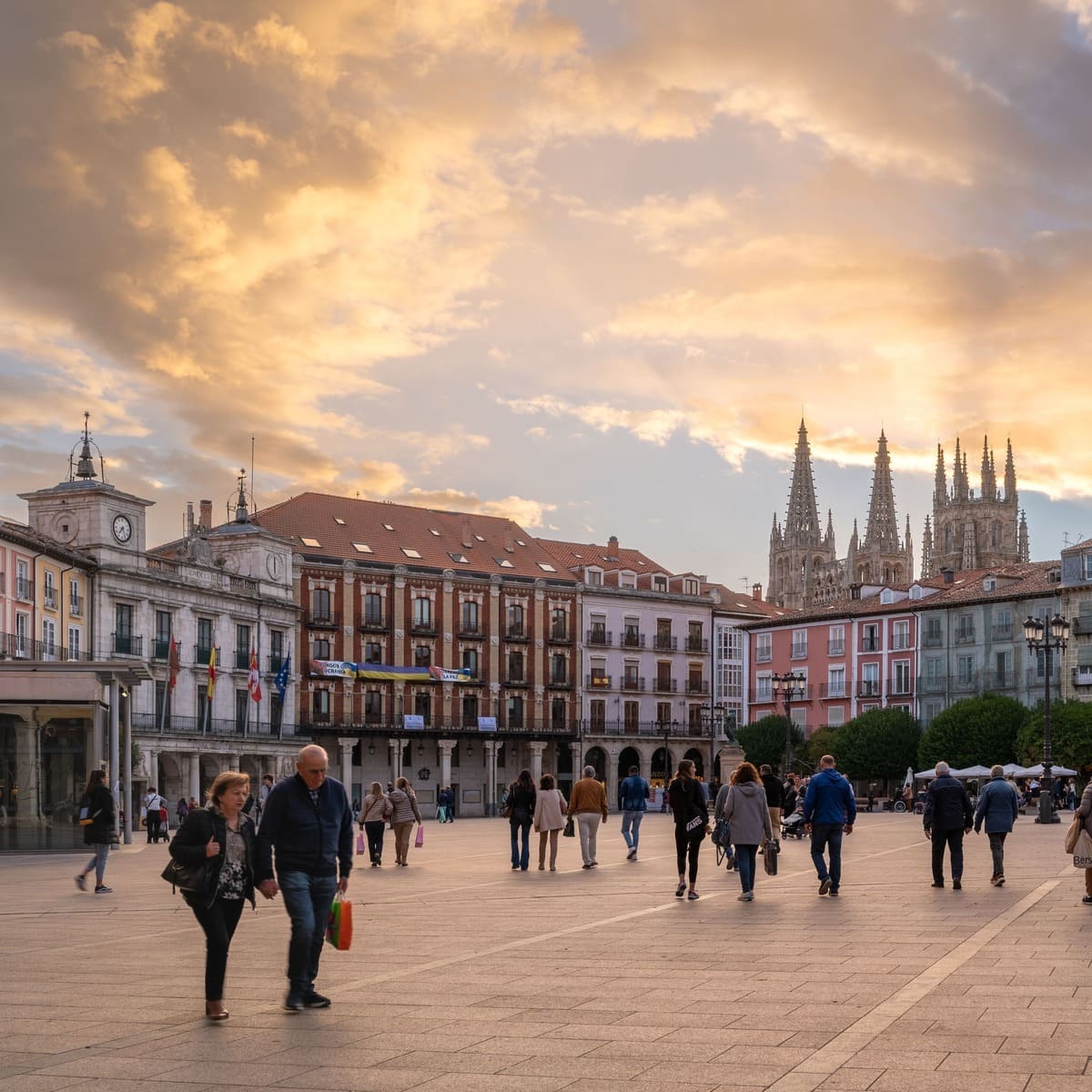 Picturesque Main Plaza Of Burgos, Spain