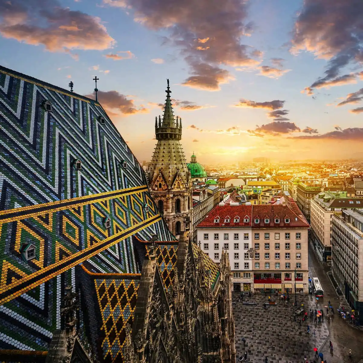 The Glazed Roof Of St Stephen's Cathedral In Vienna Seen From The Observation Tower, Austria, Central Europe