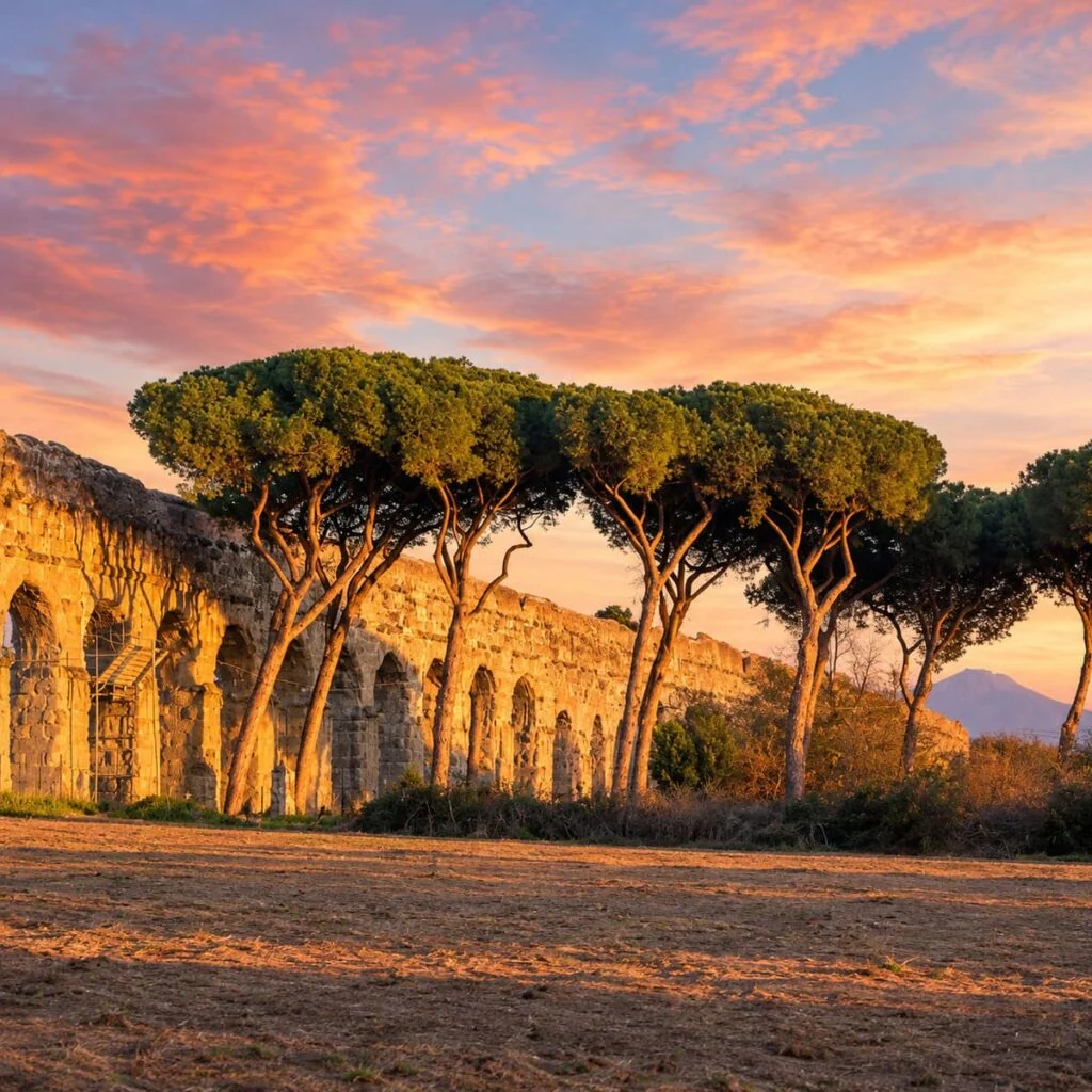 The Ancient Roman Aqueduct Park In Rome, Italy