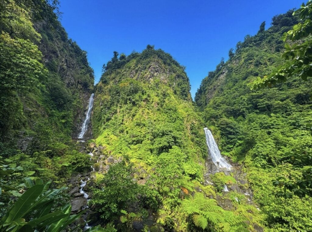 Landscape of Trafalgar Falls in Dominica