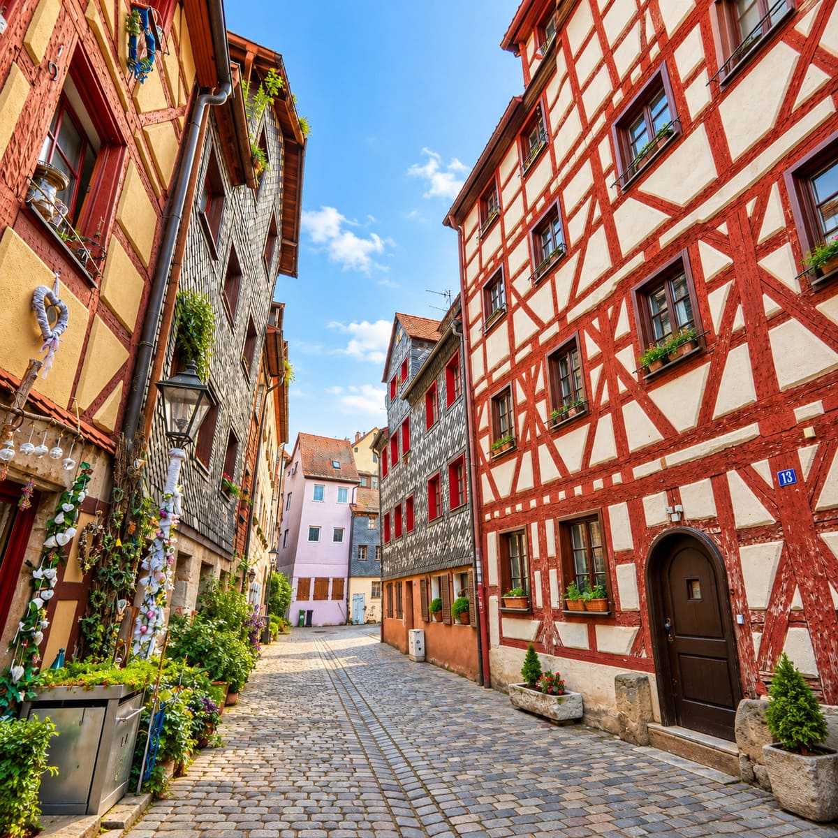Colorful Timbered Buildings In Furth, Germany