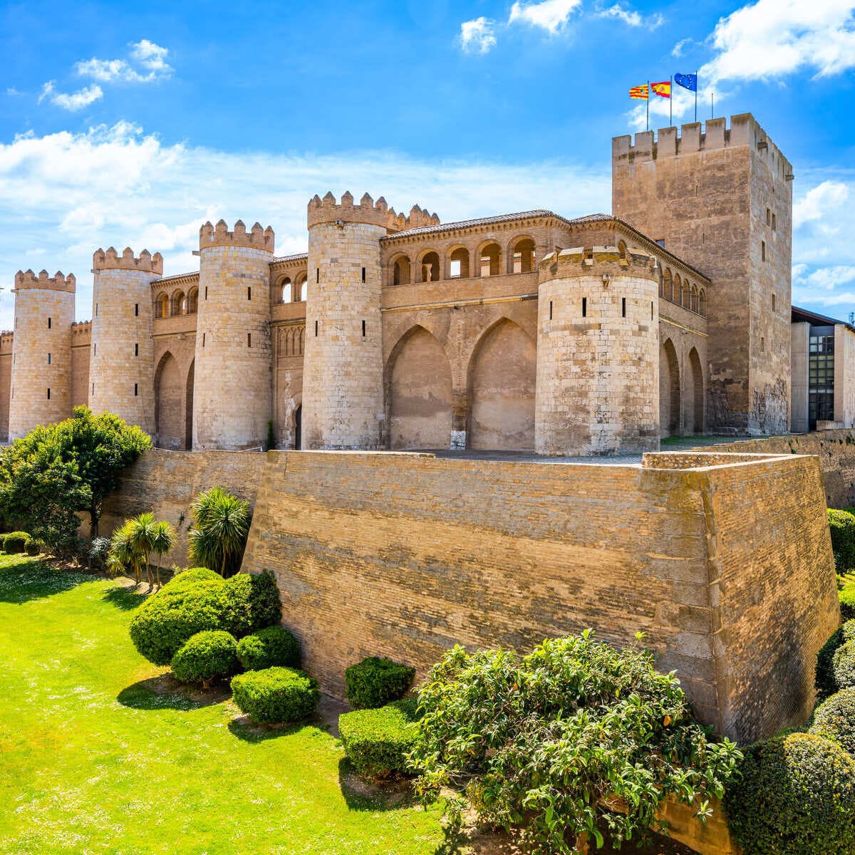 Medieval Fortifications Attached To Aljaferia Palace In Zaragoza, Spain
