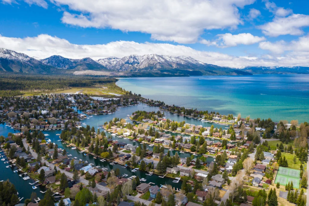 South Lake Tahoe Keys on Sunny Day with Clear Waters